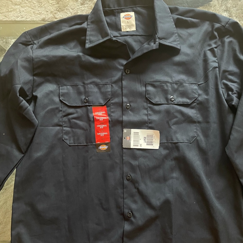 Dickies navy blue men contest long sleeve shirt